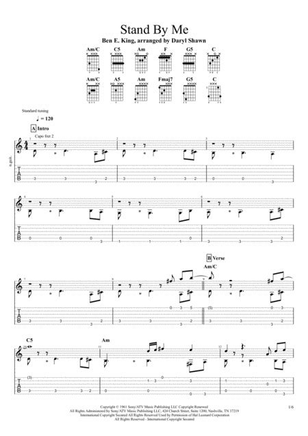 Stand By Me Arr Daryl Shawn By Ben E King Sheet Music For Guitar