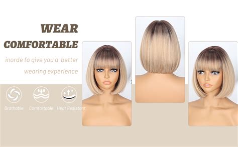 Amazon WERD Blonde Bob Wig With Bangs Short Dirty Blonde Wigs For