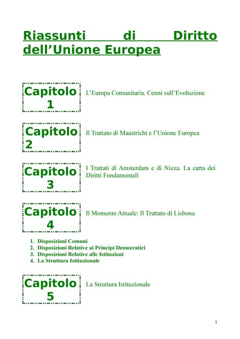 Compendio Diritto Dell Unione Europea Riassunti Di Europea Capitolo