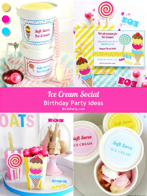 Ice Cream Social Birthday Party Printables Supplies & Decorations | Ice ...