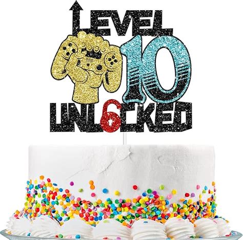 Level 10th Unlocked Cake Topper 10th Birthday Video Game Themed Boy S