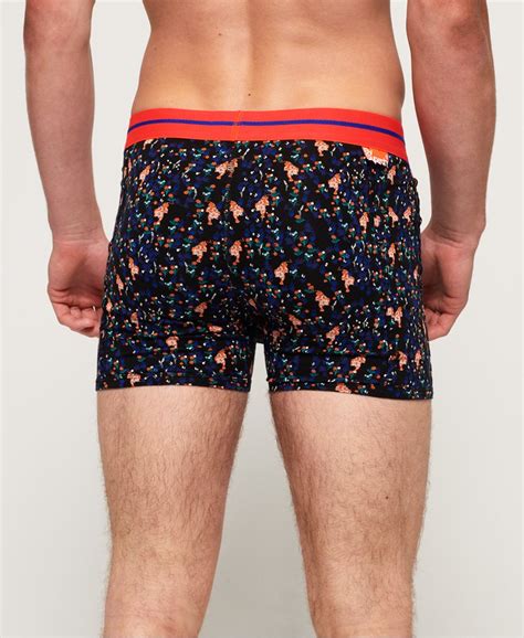 Mens Sport Boxers Double Pack In Miami Orangetravistock Ditsy Superdry