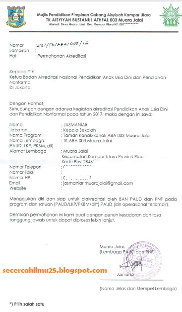 Detail Contoh Surat Akreditasi Sekolah Koleksi Nomer