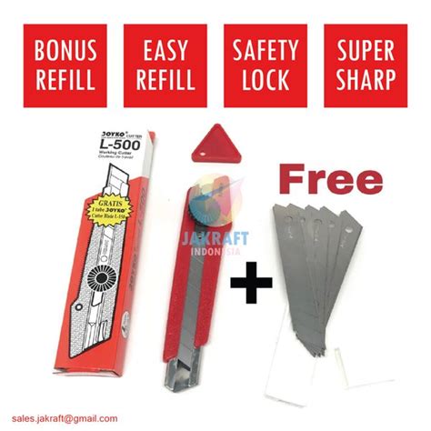 Jual Paket Pisau Cutter JOYKO L500 Gratis 1 Tube Isi 5 Refill L150