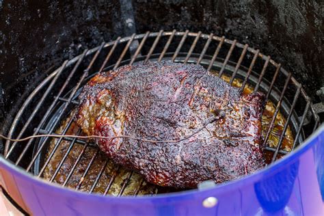 Beef Brisket On Weber Kettle Charcoal Grill Beef Poster