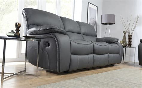 Beaumont Grey Leather Seater Recliner Sofa Set Furniture Choice