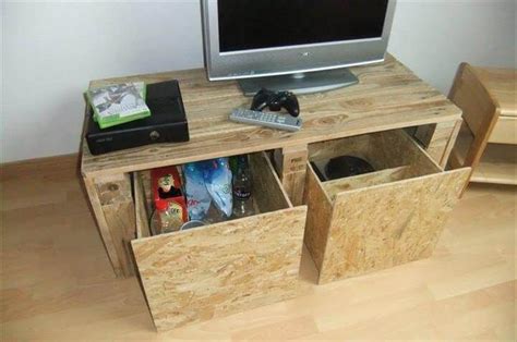 Paletten TV Ständer mit Sperrholz Schubladen Palettede Pallet