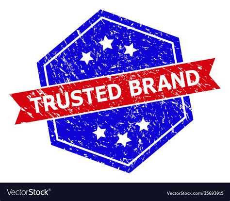 Hexagonal Bicolor Trusted Brand Rubber Stamp Vector Image