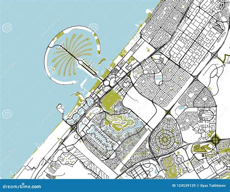 Mapa De La Ciudad De Dubai United Arab Emirates Uae Stock De