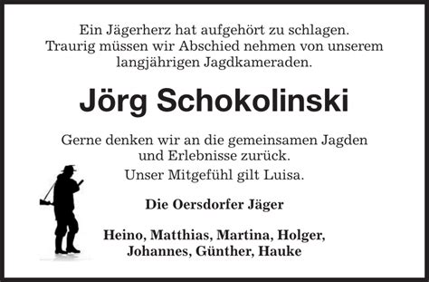 Jörg Schokolinski Nachruf Stader Tageblatt