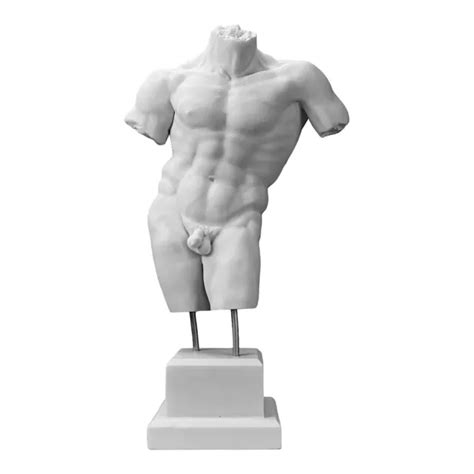 MALE BODY TORSO Naked Man Erotic Nude Art Sexy Greek Statue Sculpture Copy White