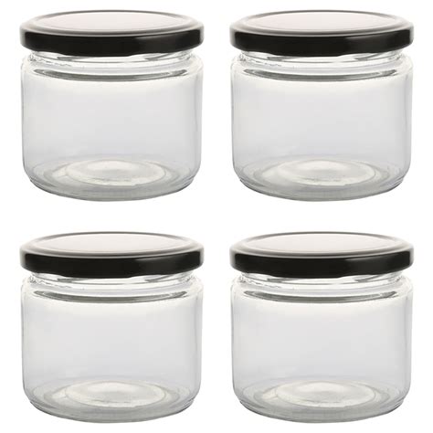 Glass Ideas Round Glass Jar With Metal Cap Ml Set Of