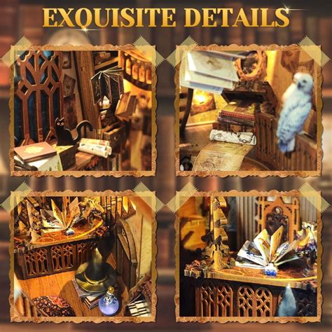 Quanquer DIY Book Nook Kit 3D Wooden Miniature Puzzles With LED Light