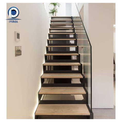 Prima Modern Design Plated Stringer Staircase With Custom Steps Glass