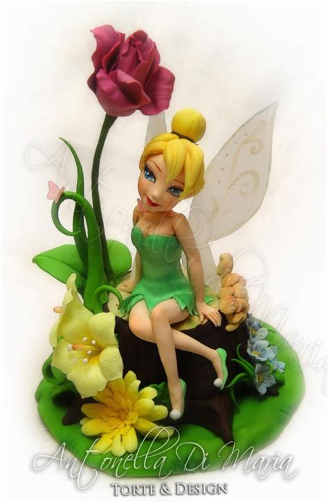 Fondant Fairy Wing Girl Cake Topper Sitting Tinkerbell Inspired Fondant Cake Topper Birthday