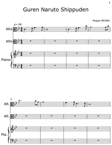 Guren Naruto Shippuden Sheet Music For Viola Piano