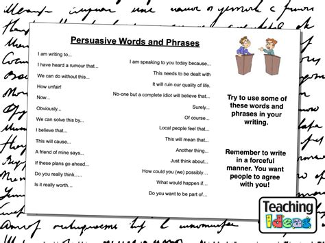 Persuasive Words And Phrases Teaching Ideas