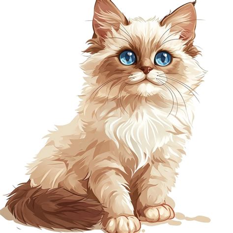 Gato Siberiano Con Ojos Azules Sentado En El Suelo Ilustraci N