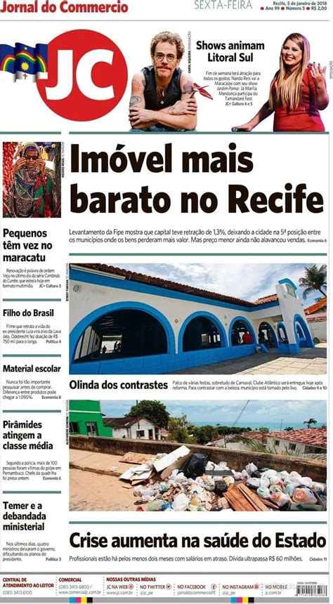 Capa Jornal Do Commercio Edi O Sexta De Janeiro De