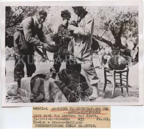 A Pk Presse Foto Wehrmacht Fallschirmj Ger Portrait Kreta Front