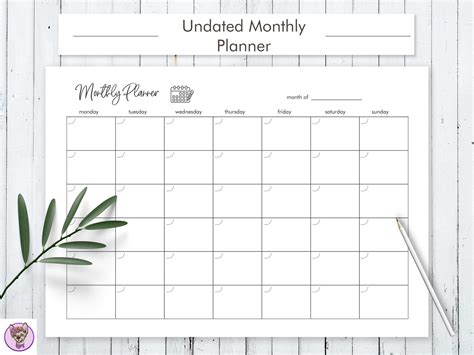 Printable Undated Month