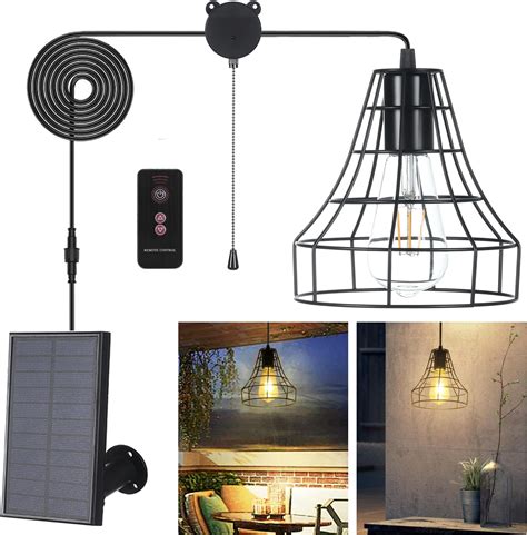 Lixada Solar Pendant Light Outdoor Indoor Hanging Light Led Shed Light Waterproof Pendant Lamp