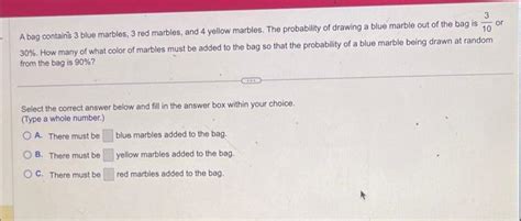 Solved A Bag Contain S 3 Blue Marbles 3 Red Marbles And 4 Chegg