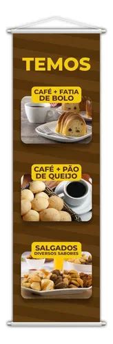 Banner Temos Café Bolo Pão De Queijo Salgados 100x30cm Parcelamento