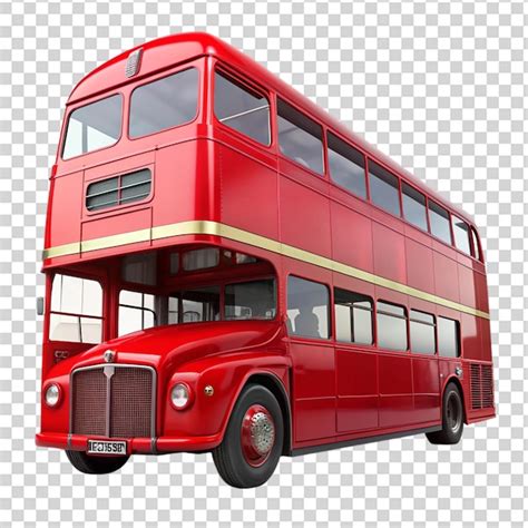 A Red Double Decker Bus On Transparent Background Premium Ai