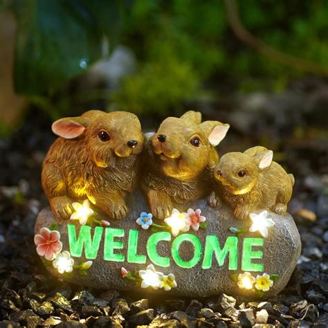 Amazon Solar Garden Outdoor Statues Cute Frog Face Turtles Welcome