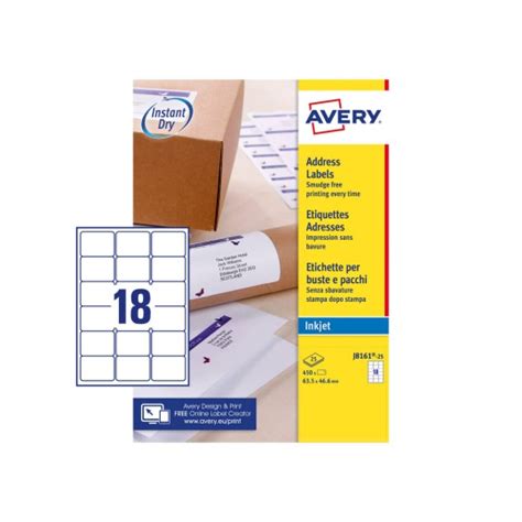 Address Labels J8161 25 Sheets J8161 25 Avery