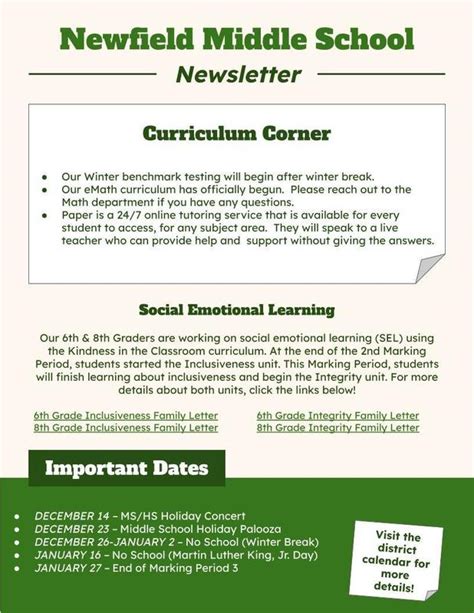 Middle School Newsletter 2nd Edition Newfield Central School District