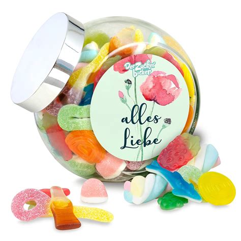 Süßigkeitenglas Alles Liebe leckerer Süßigkeiten Mix im Glas tolles