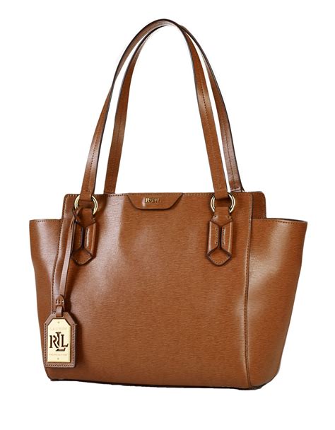 Lauren By Ralph Lauren Tate Leather Modern Shopper Tote Bag In Brown Light Tan Cocoa Lyst