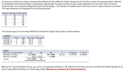 Solved A Consumer Preference Study Compares The Effects Of Chegg