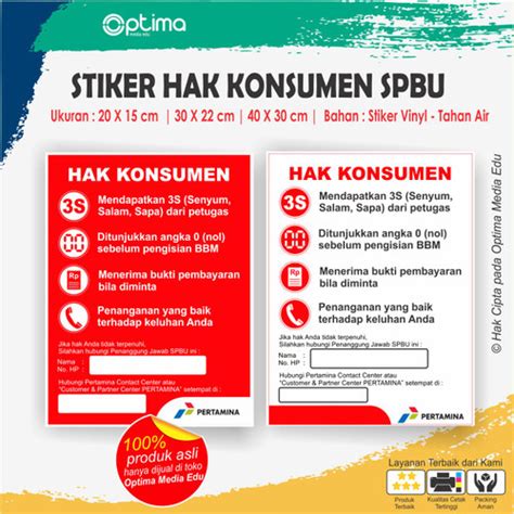 Jual Stiker Hak Konsumen Spbu Merah X Cm Kab Klaten