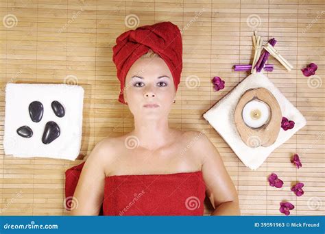 Beautiful Model At Wellness Massage With Hot Stone Stock Image Image Of Luxury Orchid