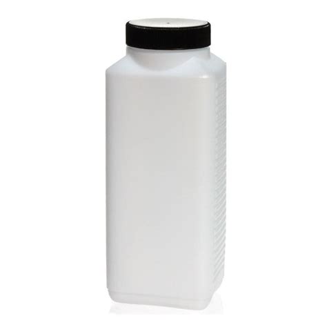 Fles Met Brede Hals 1000 Ml Rechthoekig HDPE Kunststof Naturel