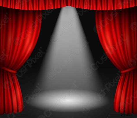 Escenario De Teatro Con Cortinas Rojas Y Foco Vector De Stock 2234363