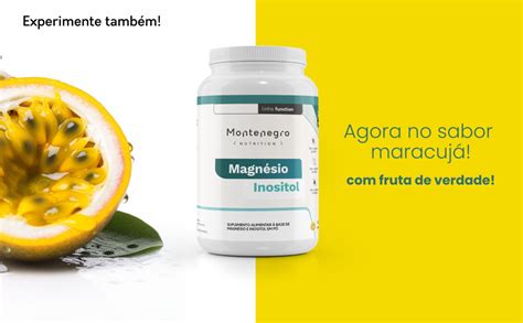 Magnésio inositol 360 g Montenegro Nutrition Maracujá Amazon br