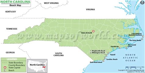 North Carolina Beaches Map, Best Beaches in North Carolina (NC)