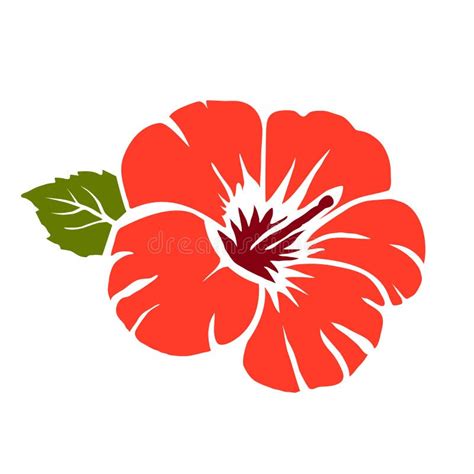 Red Hibiscus Flower Vector Illustration Stock Illustration