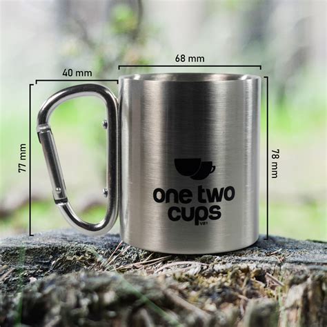 One Two Cups Gelas Cangkir Carabiner Camping Mug Stainless Steel 220ml Vb1 Silver