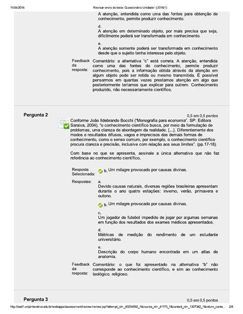 UNIP Metodologia do Trabalho Acadêmico Questionário Unidade I