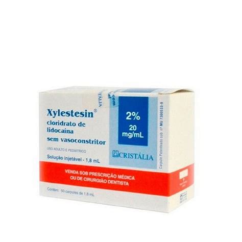 Anestesico Xylestesin 2 Sem Vaso 50un Cristalia DentalSul