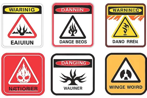 Set Of Warning Sign On White Background Danger Sign Premium AI