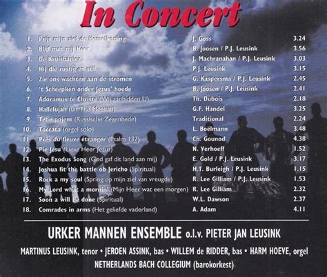 In Concert Urker Mannen Ensemble O L V Pieter Jan Leusink Onbekend