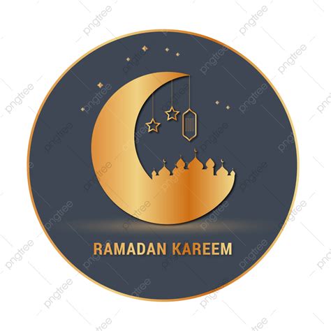 Gambar Ramadhan Kareem Dengan Bulan Emas Dan Ilustrasi Masjid Diisolasi