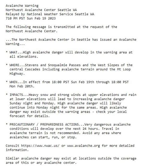 Avalanche Warning For Stevens And Snoqualmie Passes In Effect Until 6pm Monday R Seattle