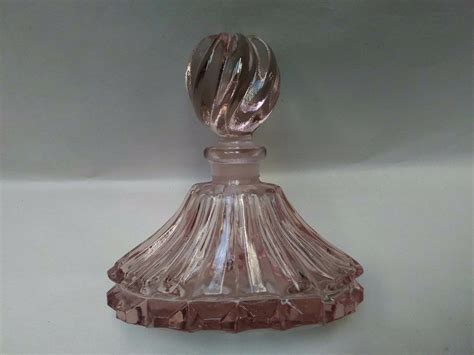 15 Vtg Art Deco Pink Depression Glass Pink Perfume Bottle Matching Swirl Stopper Antique